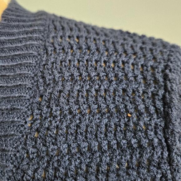 Vicki Wayne Navy Blue Cropped Cocoon Knit Open Shrug Cardigan Size Small - Picture 9 of 10